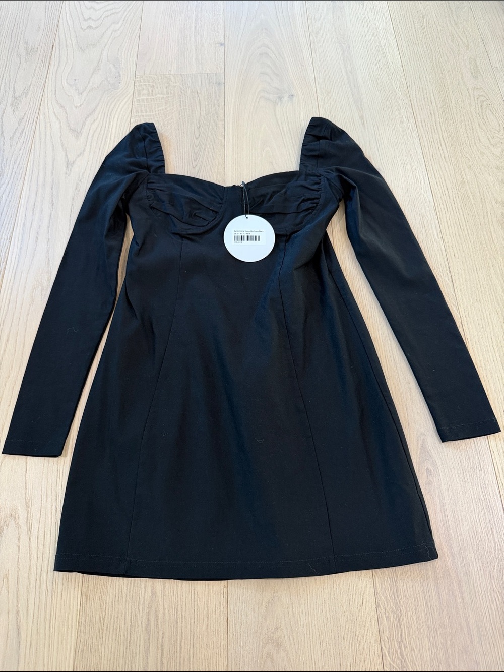 NWT Princess Polly Black Long-Sleeve Sweetheart Mini Dress Size 10